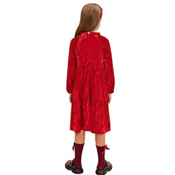 Danna Belle Girl Velvet Party Dress Crewneck Shiny A-Line Midi Dresses 5-6Years - Picture 6 of 6